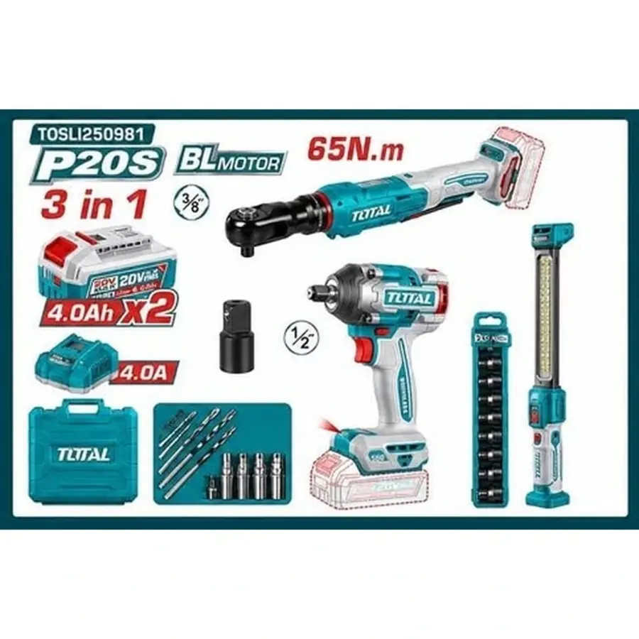 Kit 3 en 1 - Criquet 65nm + Llave de impacto 500nm + Linterna iman
