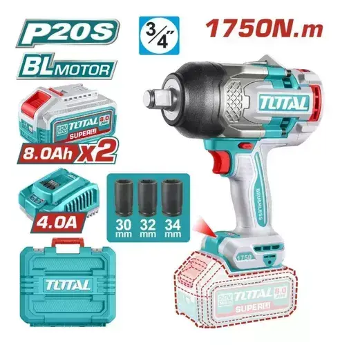 Kit Total Llave de impacto de 1750 nm con 2 baterias